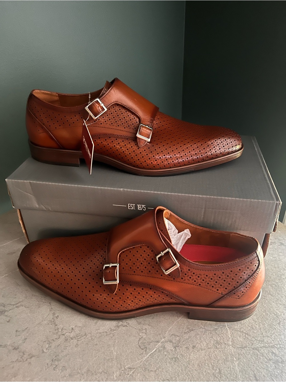 Stacy Adams Arthur Perforated Double Monk Strap Shoe